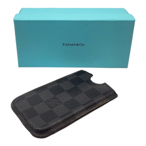 13 - LOUIS VUITTON, A VINTAGE LEATHER WALLET
Having a checkerboard design, together with a Tiffany and Co... 