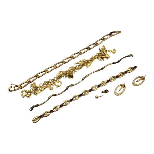 26 - A COLLECTION OF GOLD PLATED JEWELLERY
To include a charm bracelet,together with a silver gilt bracel... 