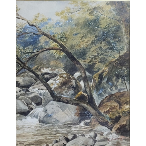 317 - GEORGE COCKRAM, 1861 - 1950, WATERCOLOUR 
Landscape, river scene, titled ‘Near Ingleton’, signed low... 