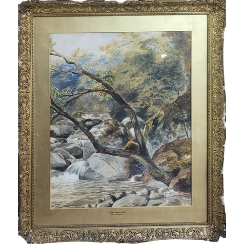 317 - GEORGE COCKRAM, 1861 - 1950, WATERCOLOUR 
Landscape, river scene, titled ‘Near Ingleton’, signed low... 