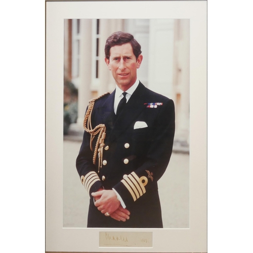 325 - H.R.H. PRINCE CHARLES, THE PRINCE OF WALES (NOW H.M.KING CHARLES III) FINE SIGNED PRINT PORTRAIT 
La... 