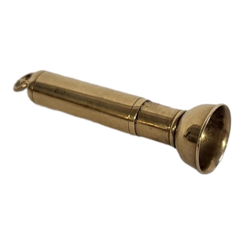 84 - A VINTAGE 9CT GOLD CIGAR PUNCH
Cylindrical propelling form of plain design, hallmarked Birmingham, 1... 