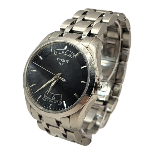 95 - TISSOT, A VINTAGE GENT’S STAINLESS STEEL AUTOMATIC WRISTWATCH
Black dial marked ‘TISSOT 1853’ with d... 