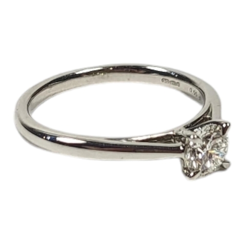 32 - A PLATINUM AND 0.5CT  DIAMOND SOLITAIRE RING 
Single stone in plain design, complete with IGI Certif... 