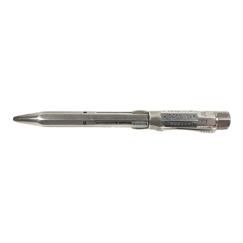 49 - TURNO, AN EARLY 20TH CENTURY SILVER PERPETUAL CALENDAR PROPELLING PENCIL
Having a revolving day/date... 