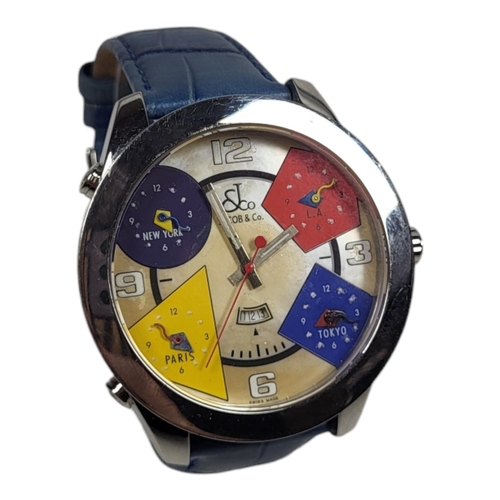 8 - JACOB AND CO., A STAINLESS STEEL ‘FIVE TIME ZONES’ GENTS WRISTWATCH
Having a mother of pearl dial, f... 