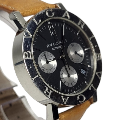 9 - BULGARI, A STAINLESS STEEL AUTOMATIC GENT’S WRISTWATCH
Black tone dial with three subsidiary dials a... 