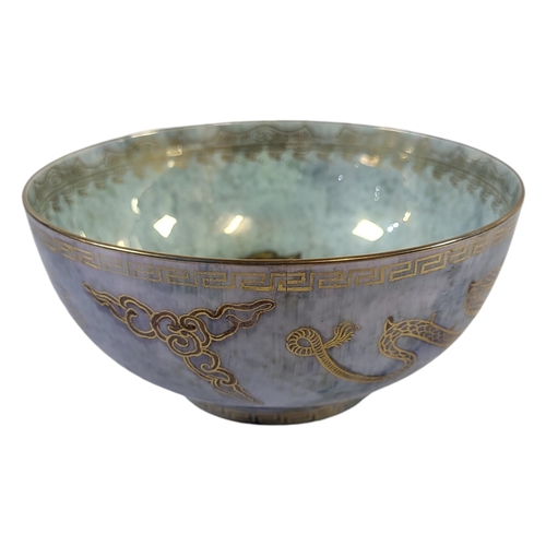 749 - WEDGWOOD, A DRAGON DESIGN CIRCULAR LUSTRE BOWL
Designed by Daisy Makeig Jones, painted pattern no: Z... 