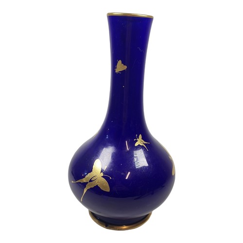 820 - MINTON, A 19TH CENTURY POTTERY VASE
Hand gilded decoration of insects on Royal Blue ground, together... 