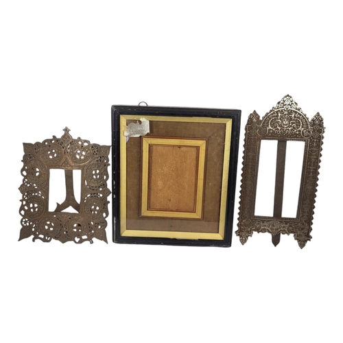 844 - AN EARLY 20TH CENTURY DOUBLE MOUNTED PICTURE FRAME
Along with an Asian pierced copper picture frame ... 