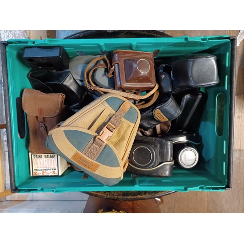 457 - Large collection of camera cases, lens boxes and accessories. Inc focus scope, filters, light meters... 