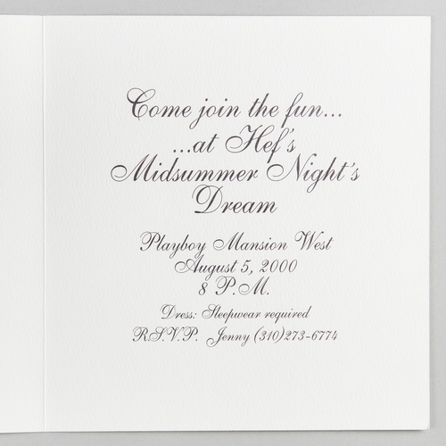 11 - A PLAYBOY MANSION PARTY INVITATION CARD.
An original 2000 card for the annual Midsummer Night's Drea... 