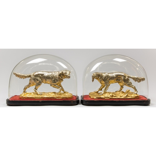 153 - PIERRE-JULES MÊNE (25 MARCH 1810 – 20 MAY 1879), A PAIR OF 19TH CENTURY GILT DOG SCULPTURES UNDER GL... 