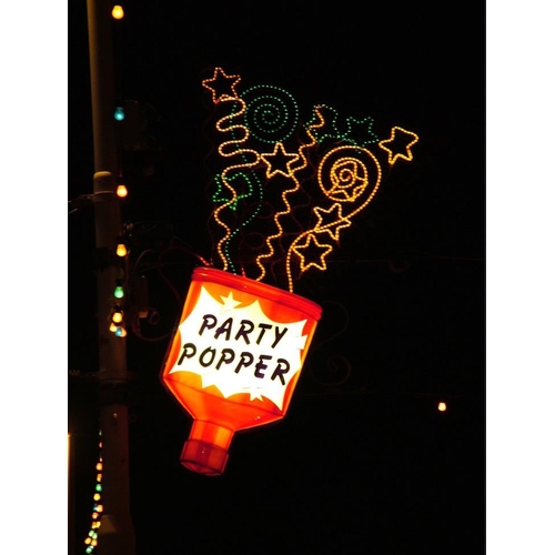 16 - A BLACKPOOL ILLUMINATIONS PARTY POPPER LIGHT.
(h 157cm x w 103cm x d 30cm). Provenance: From the pri... 