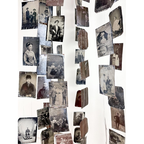 19 - AN IMPRESSIVE 19TH CENTURY COLLECTION OF 150 TINPLATE PORTRAIT PHOTOGRAPHS IN LATER UNIQUE ART INSTA... 