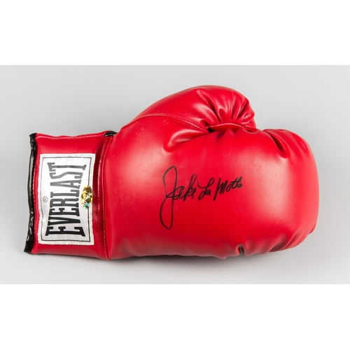 20 - A JAKE LAMOTTA “RAGING BULL” SIGNED BOXING GLOVE.
With Field of Dreams signed authenticity certifica... 