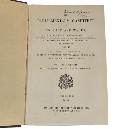 421 - LAW, THE PARLIAMENTARY GAZETTEER OF ENGLAND AND WALES
Adapted to the New Poor Law, Franchise, Munici... 