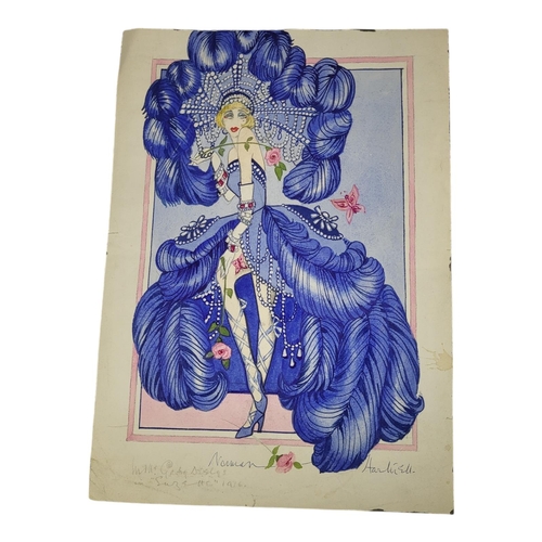 425 - SIR NORMAN HARTNELL, 1901 - 1979, GREAT GATSBY, ORIGINAL FASHION DESIGN, WATERCOLOUR ON PAPER
Signed... 