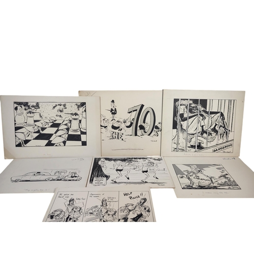 428 - JIM TURNBULL, 1930 - 2005, A COLLECTION OF ORIGINAL PEN AND INK POLITICAL CARTOONS
Used in the Heral... 