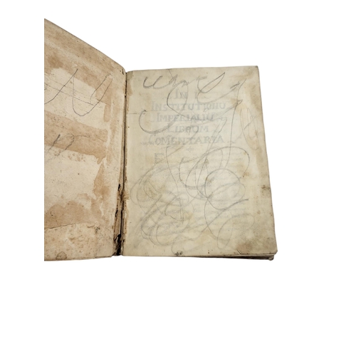 432 - 18TH CENTURY MANUSCRIPT, LATIN (POSSIBLY RELIGIOUS/EDUCATIONAL)
110 leaves (approx), Circa 1736, bou... 