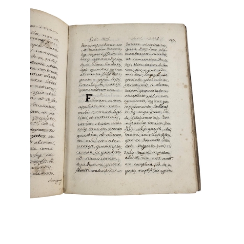 432 - 18TH CENTURY MANUSCRIPT, LATIN (POSSIBLY RELIGIOUS/EDUCATIONAL)
110 leaves (approx), Circa 1736, bou... 