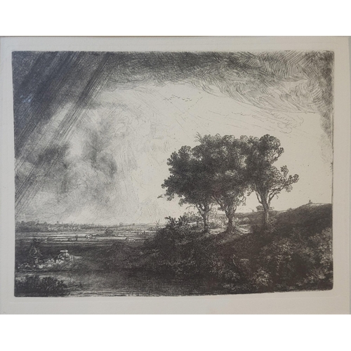 508 - AFTER REMBRANDT HARMENSZ VAN RIJN, 1606 - 1669, BLACK AND WHITE ENGRAVING
Titled ‘The Three Trees’, ... 