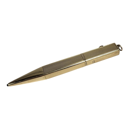 589 - PERY WATCH COMPANY, AN ART DECO 14CT GOLD WATCH AND PROPELLING PENCIL
Rectangular form dial with Ara... 