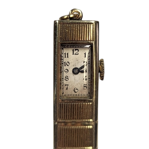 589 - PERY WATCH COMPANY, AN ART DECO 14CT GOLD WATCH AND PROPELLING PENCIL
Rectangular form dial with Ara... 