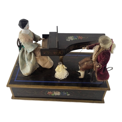 610 - A MID 19TH CENTURY AUSTRIAN ‘THE MUSIC LESSON’ AUTOMATA MUSIC BOX
Three figures wearing period attir... 