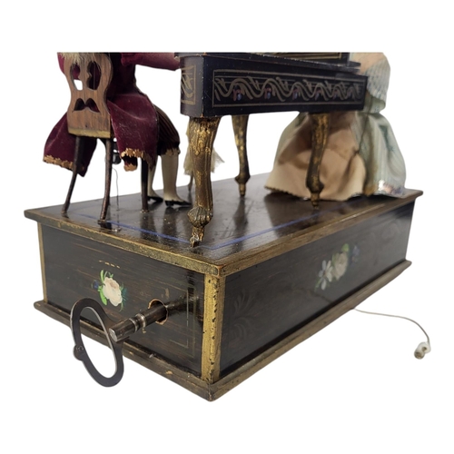 610 - A MID 19TH CENTURY AUSTRIAN ‘THE MUSIC LESSON’ AUTOMATA MUSIC BOX
Three figures wearing period attir... 