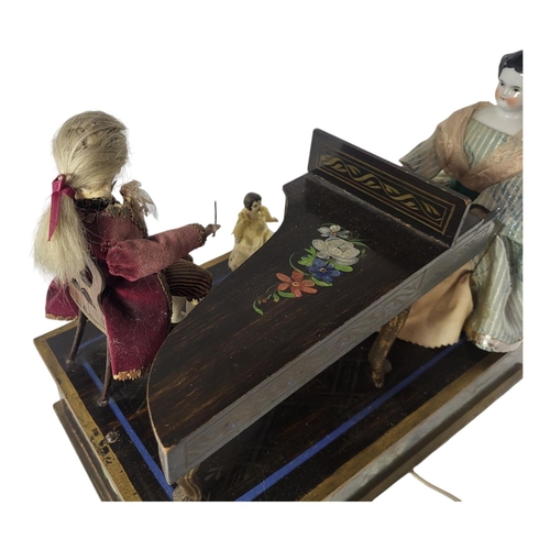 610 - A MID 19TH CENTURY AUSTRIAN ‘THE MUSIC LESSON’ AUTOMATA MUSIC BOX
Three figures wearing period attir... 