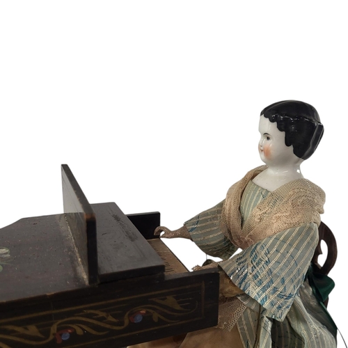 610 - A MID 19TH CENTURY AUSTRIAN ‘THE MUSIC LESSON’ AUTOMATA MUSIC BOX
Three figures wearing period attir... 