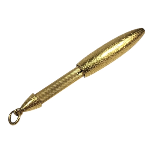 628 - AN EARLY 20TH CENTURY FRENCH 18CT GOLD PROPELLING PENCIL
Oval form with textured snakeskin design an... 