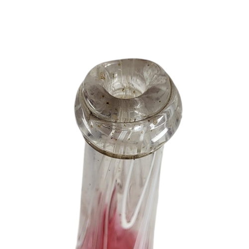 708 - WITHDRAWN A LARGE 19TH CENTURY NAILSEA CRANBERRY GLASS WHIMSY BOTTLE VASE
Having applied decoration ... 