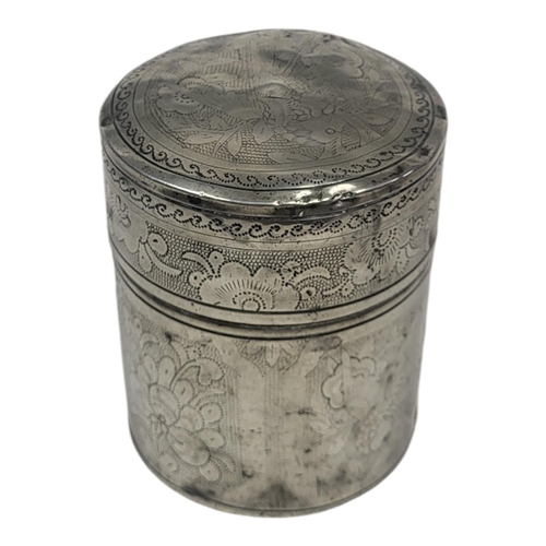 722 - A CHINESE QING DYNASTY EARLY 19TH CENTURY PEWTER MOUNTED TEA CANISTER AND COVER
With internal lid en... 