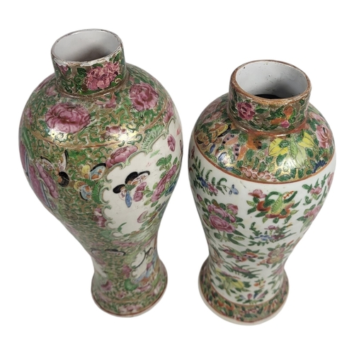 735 - TWO 19TH CENTURY CHINESE FAMILLE ROSE PORCELAIN VASES
Baluster form, with figural decoration and a s... 