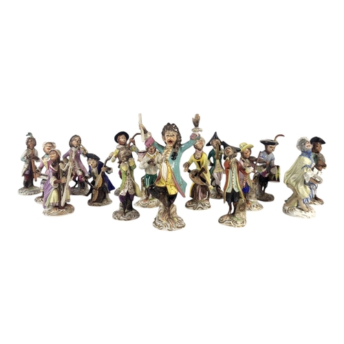 770A - AFTER MEISSEN 18TH CENTURY ORIGINAL, A SET OF 15 PORCELAIN ANTHROPOMORPHIC FIGURES, MONKEY BAND BY R... 