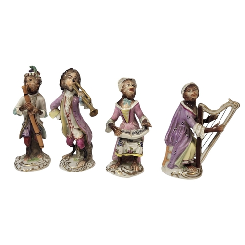 770A - AFTER MEISSEN 18TH CENTURY ORIGINAL, A SET OF 15 PORCELAIN ANTHROPOMORPHIC FIGURES, MONKEY BAND BY R... 