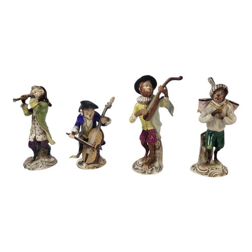 770A - AFTER MEISSEN 18TH CENTURY ORIGINAL, A SET OF 15 PORCELAIN ANTHROPOMORPHIC FIGURES, MONKEY BAND BY R... 