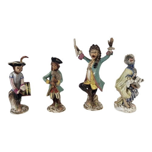 770A - AFTER MEISSEN 18TH CENTURY ORIGINAL, A SET OF 15 PORCELAIN ANTHROPOMORPHIC FIGURES, MONKEY BAND BY R... 