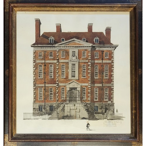 502 - A MID 20TH CENTURY ARCHITECTURAL WATERCOLOUR
Titled ‘ Newcastle House, Lincoln Inn Fields’, detailed... 