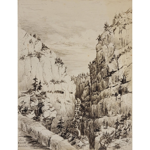 539 - A MIXED COLLECTION OF SIX LATE 19TH CENTURY PEN AND INK STUDIES
To include views of Pyrenees, Alpine... 