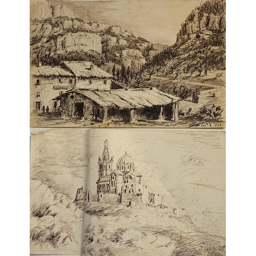 539 - A MIXED COLLECTION OF SIX LATE 19TH CENTURY PEN AND INK STUDIES
To include views of Pyrenees, Alpine... 