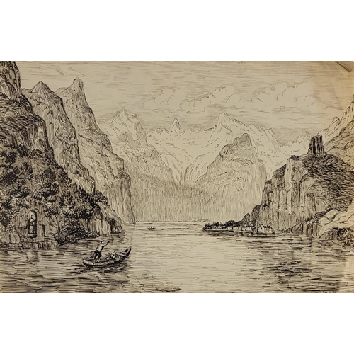 539 - A MIXED COLLECTION OF SIX LATE 19TH CENTURY PEN AND INK STUDIES
To include views of Pyrenees, Alpine... 