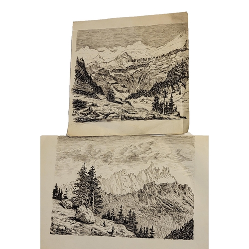 539 - A MIXED COLLECTION OF SIX LATE 19TH CENTURY PEN AND INK STUDIES
To include views of Pyrenees, Alpine... 