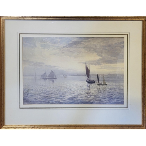 545 - JOHN PEDDER, 1873 - 1929, WATERCOLOUR
Titled ‘Shipping off the Coastline’, signed lower left, dated ... 