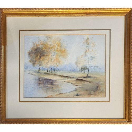 530 - FRED JUDGE, 1872 - 1950, WATERCOLOUR 
Landscape, tall trees by a river,signed lower right, dated 192... 