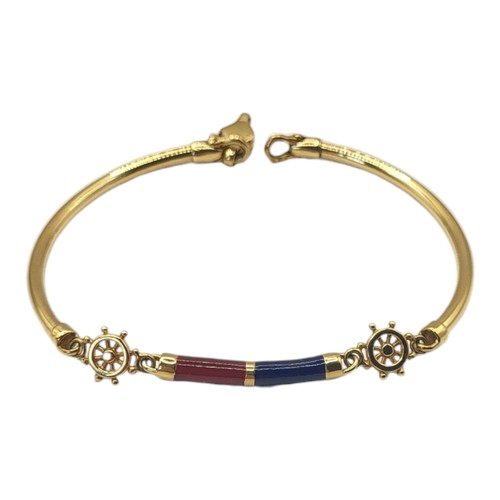 562A - A VINTAGE 18CT GOLD AND ENAMEL BRACELET
Having red and Navy blue enamel with ships wheel design link... 