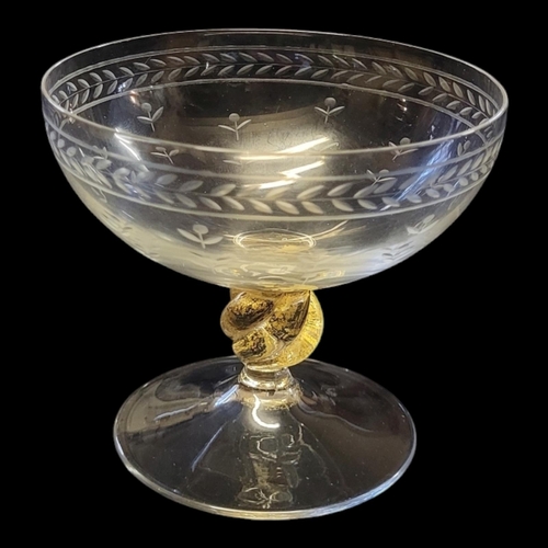 A SET OF SIX EARLY 20TH CENTURY MURANO GLASS RUMMERS The bucket shaped