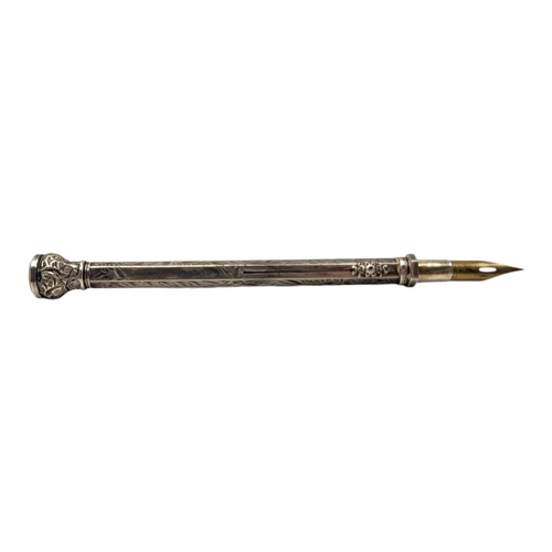 27 - WILLIAM VALE AND SONS, A VICTORIAN SILVER AND CITRINE PROPELLING PENCIL
The circular cut citrine fin... 